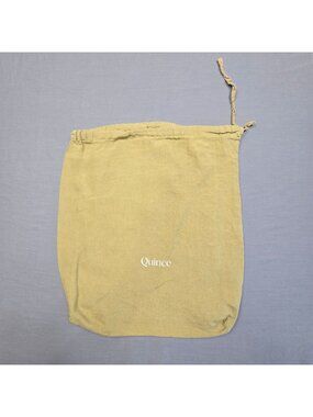 Quince Drawstring Travel Bag Beige Natural Linen 16X17 Lightweight Eco-Friendly